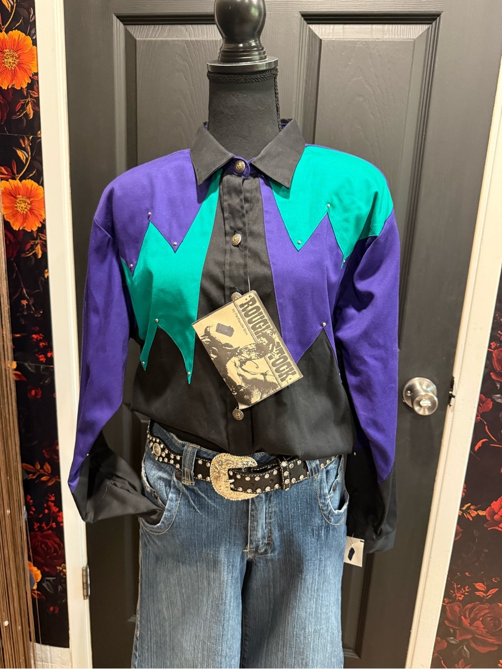 New Panhandle Slim Vtg 80’s/90’s Western Shirt Rough Stock Sz L